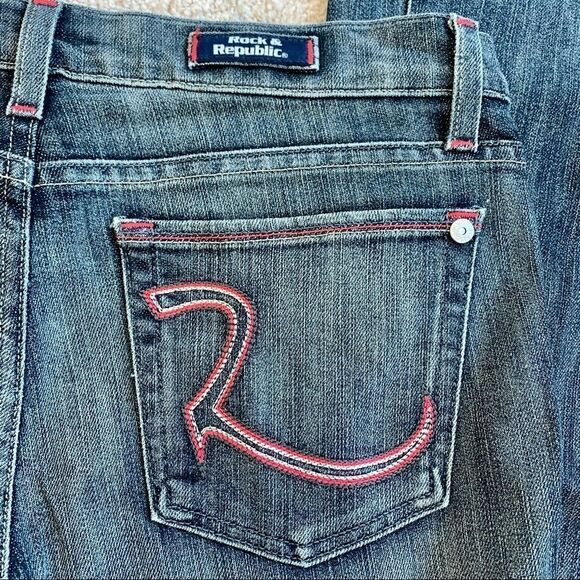 Rock & Republic pink stitching bootcut jeans Sz 30 - Picture 2 of 11